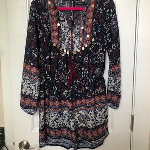 Boohoo Navy Printed Romper